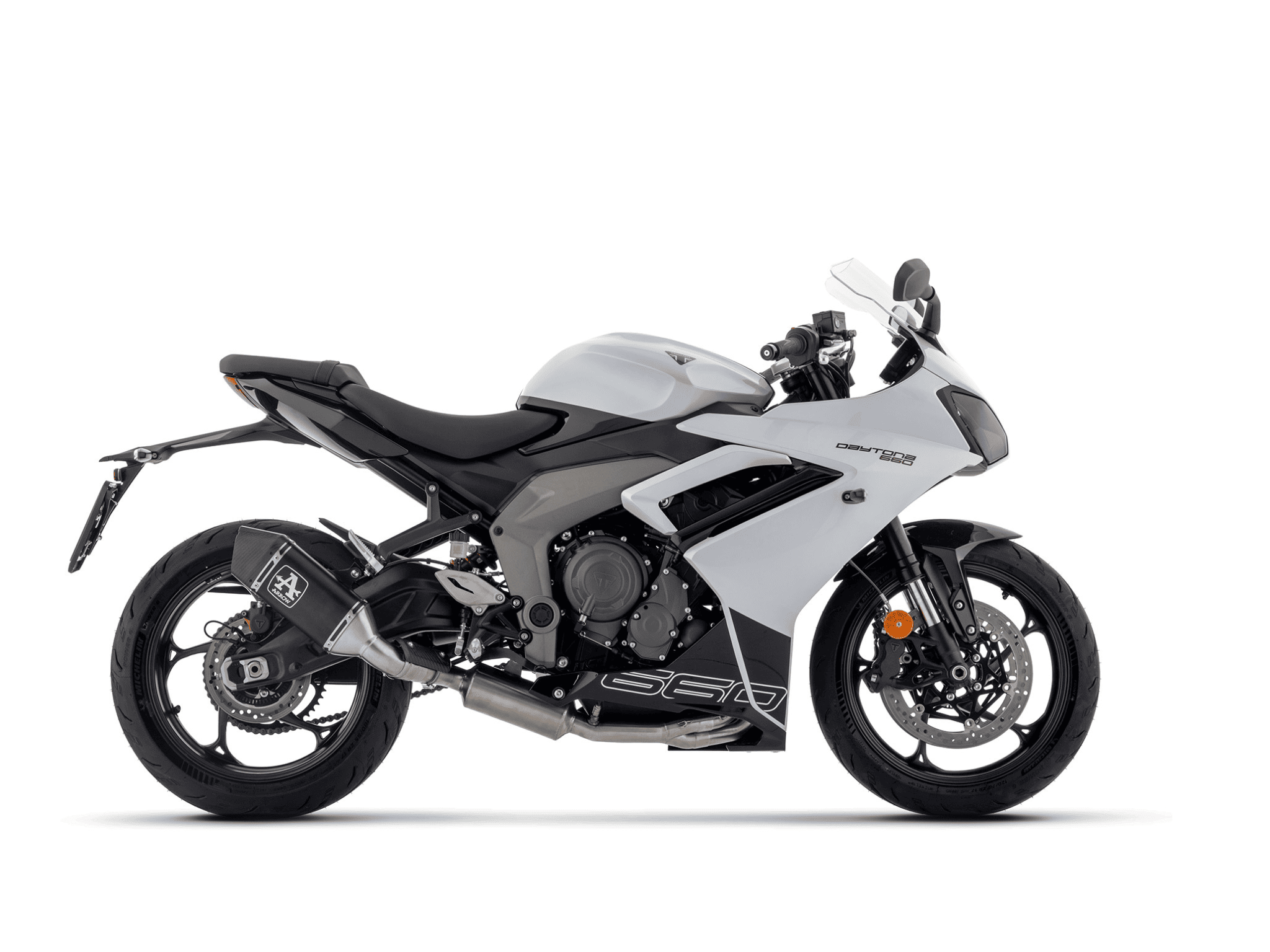 TRIUMPH DAYTONA 660 ARROW Exhaust Full System with Veloce Aluminium "Dark" Silencer 2024-2026 - immagine 2