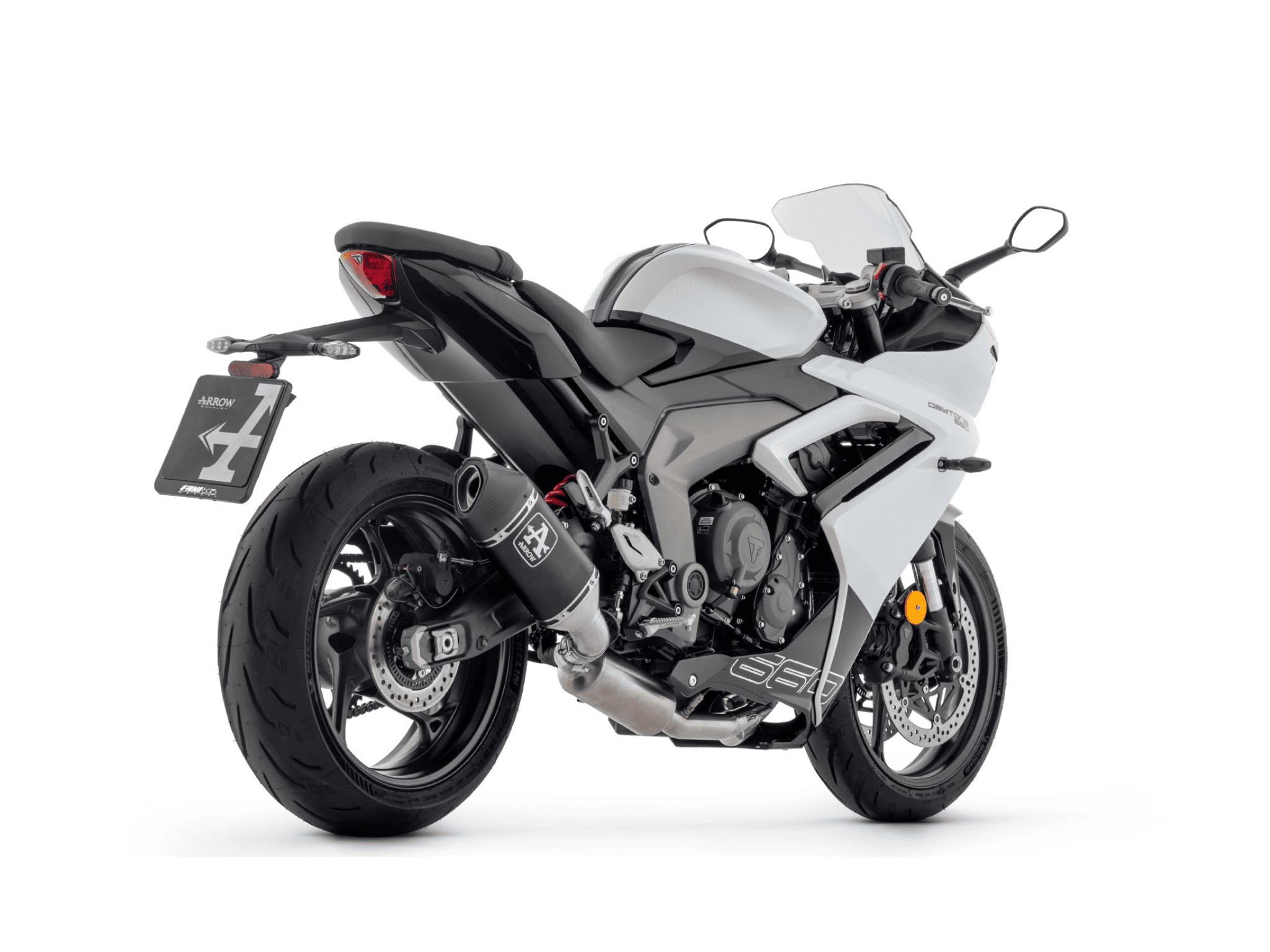 TRIUMPH DAYTONA 660 ARROW Exhaust Full System with Veloce Aluminium "Dark" Silencer 2024-2026 - immagine 3