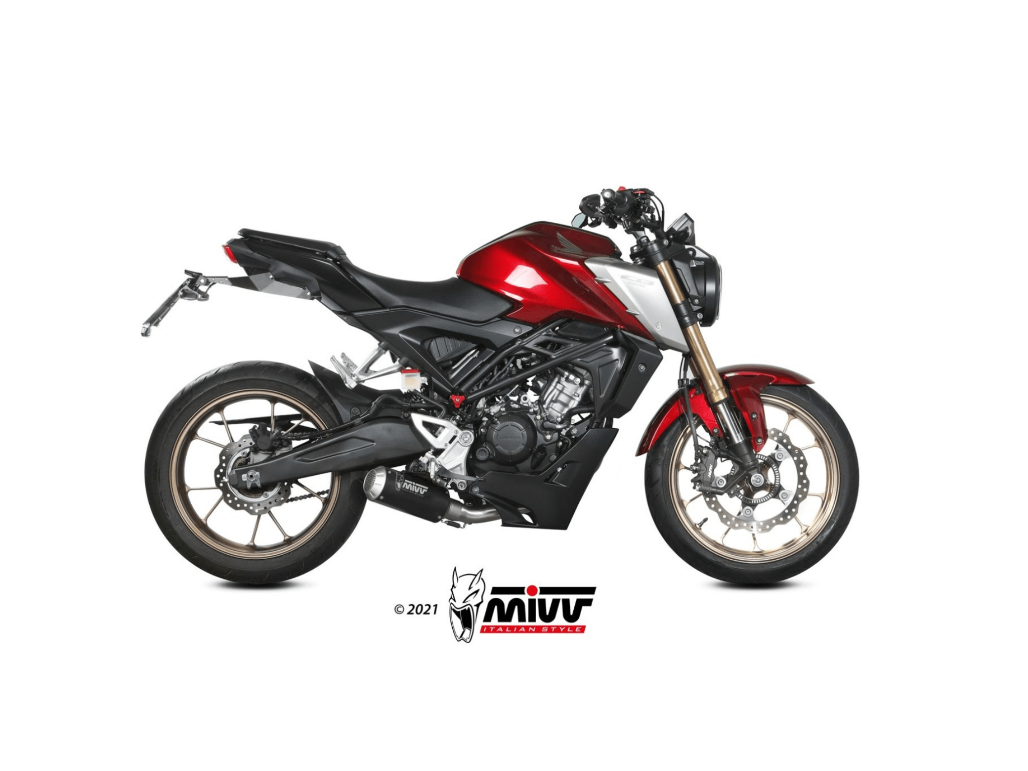 HONDA CB 125 R MIVV Exhaust Full System with MK3 Black Silencer 2021-2024 - immagine 2