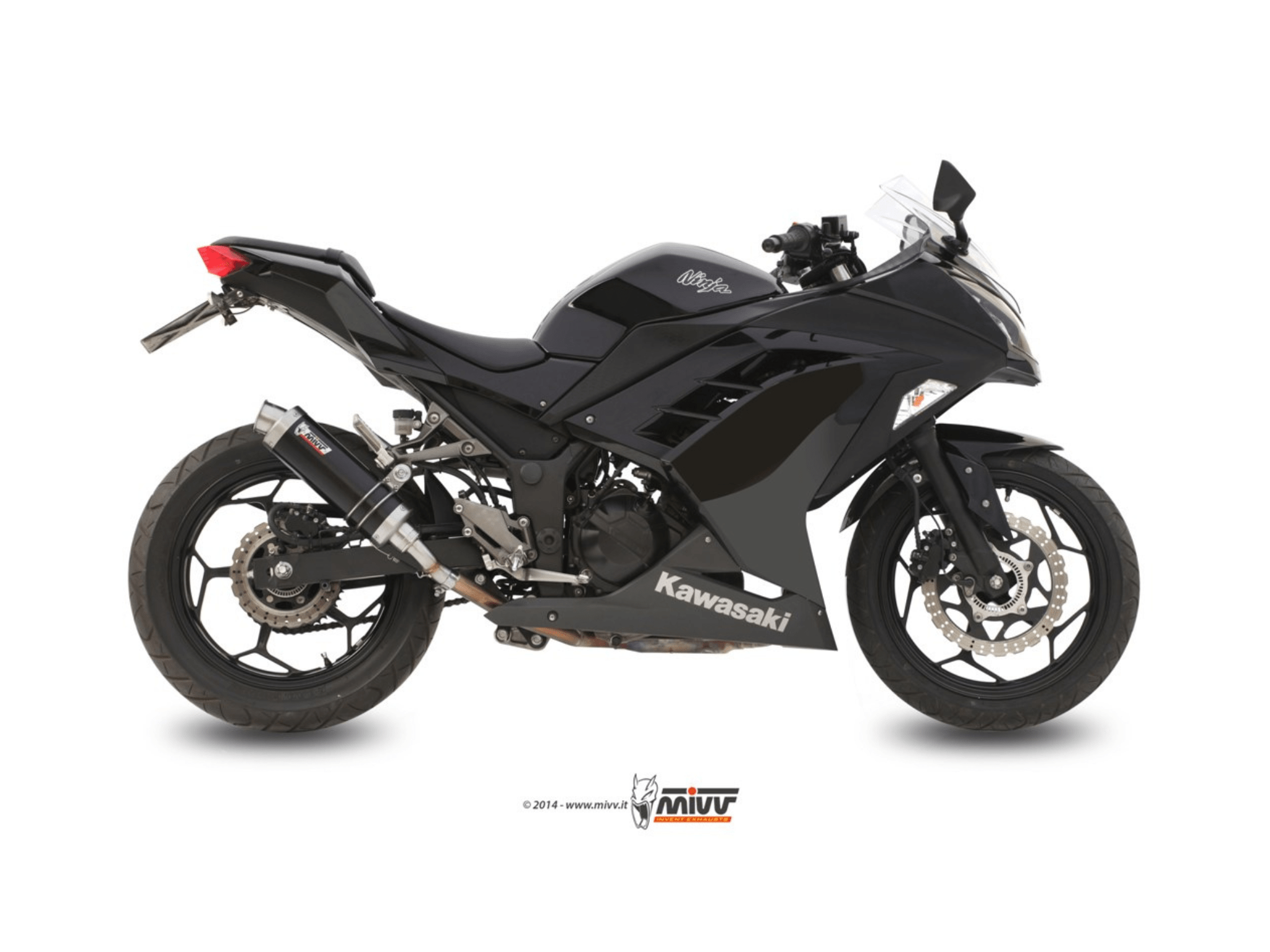 KAWASAKI NINJA 300 MIVV Exhaust GP Black Slip-On Silencer 2013-2016 - immagine 2