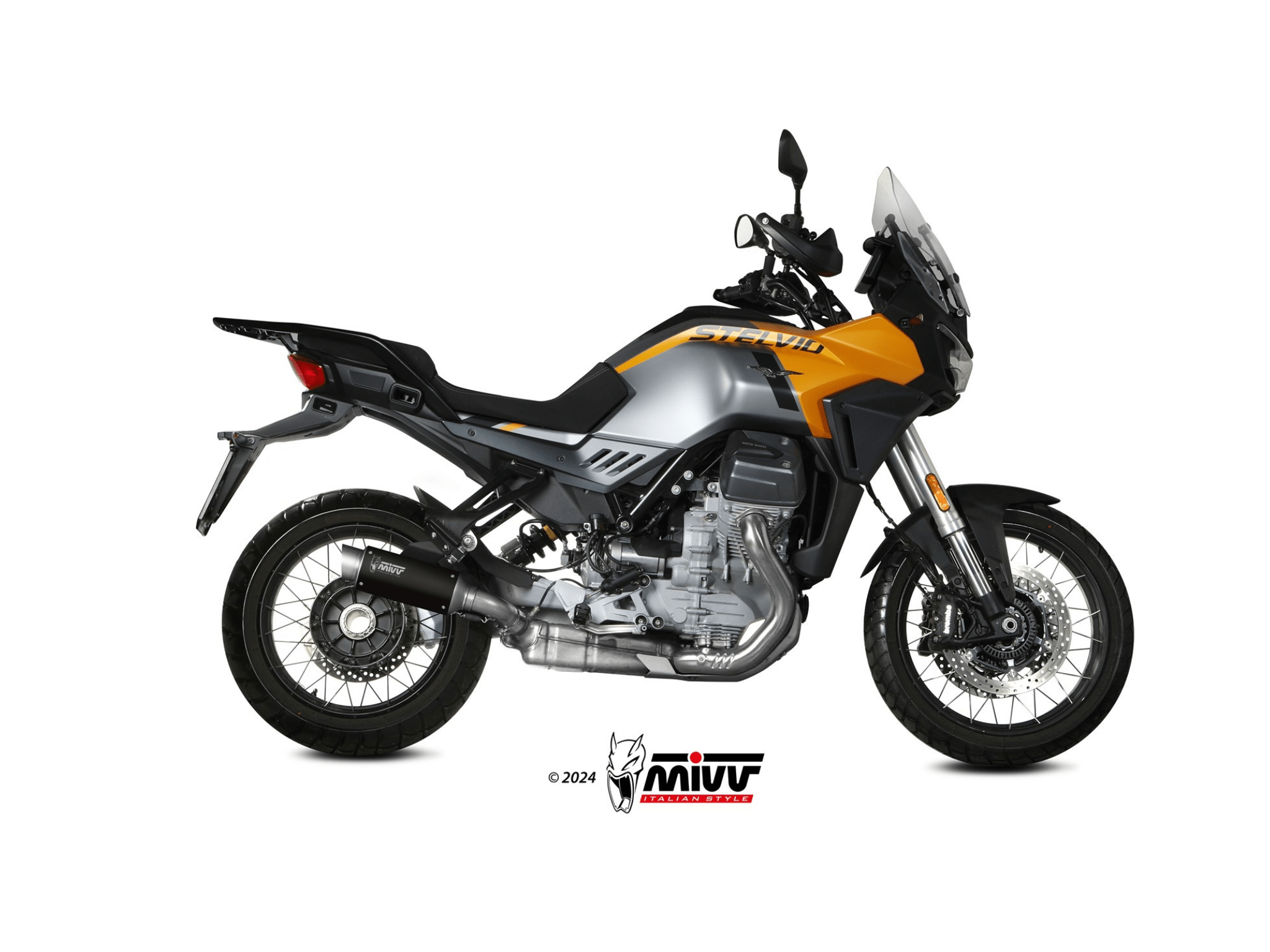 MOTO GUZZI STELVIO MIVV Exhaust GP PRO Black Slip-On Silencer 2024-2026 - immagine 2