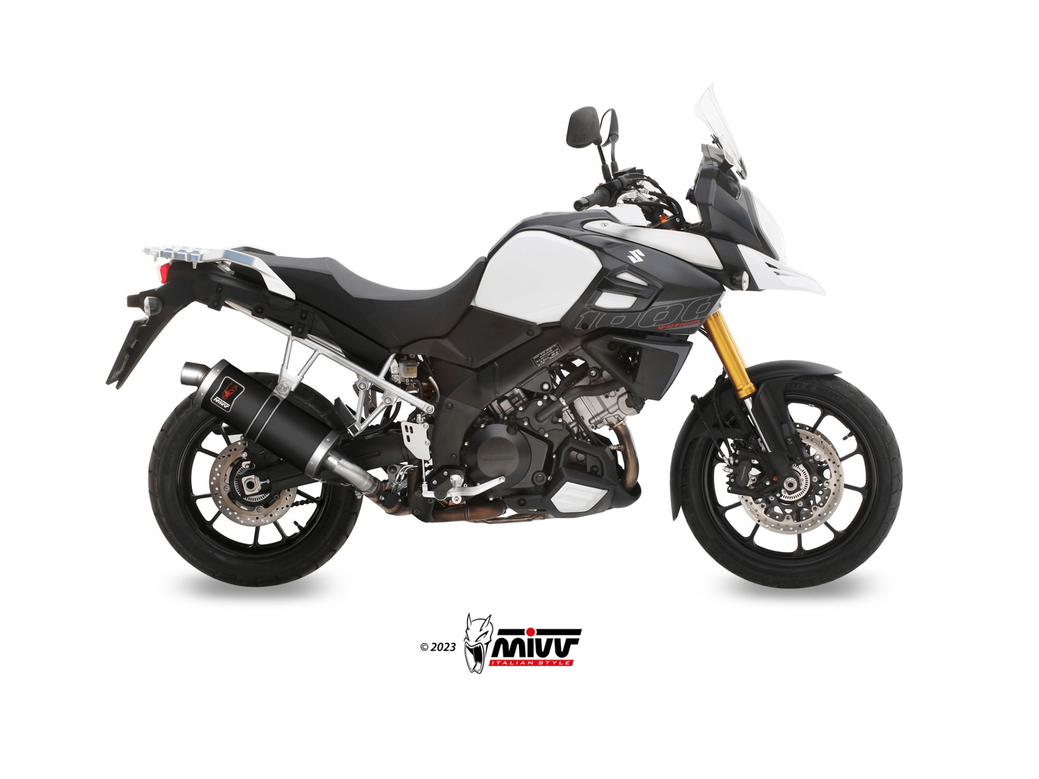 SUZUKI V-STROM 1000 MIVV Exhaust DAKAR Black Slip-On Silencer 2014-2020 - immagine 2