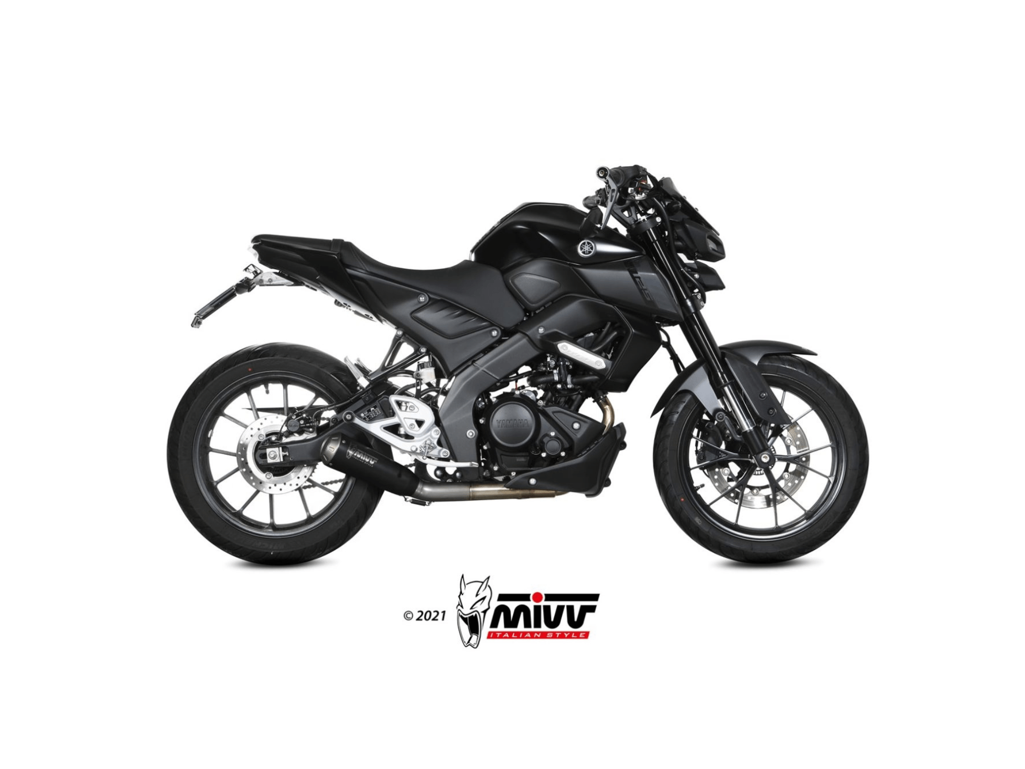 YAMAHA MT-125 MIVV Exhaust Complete System with X-M1 Black Silencer 2020-2024 - Image 2