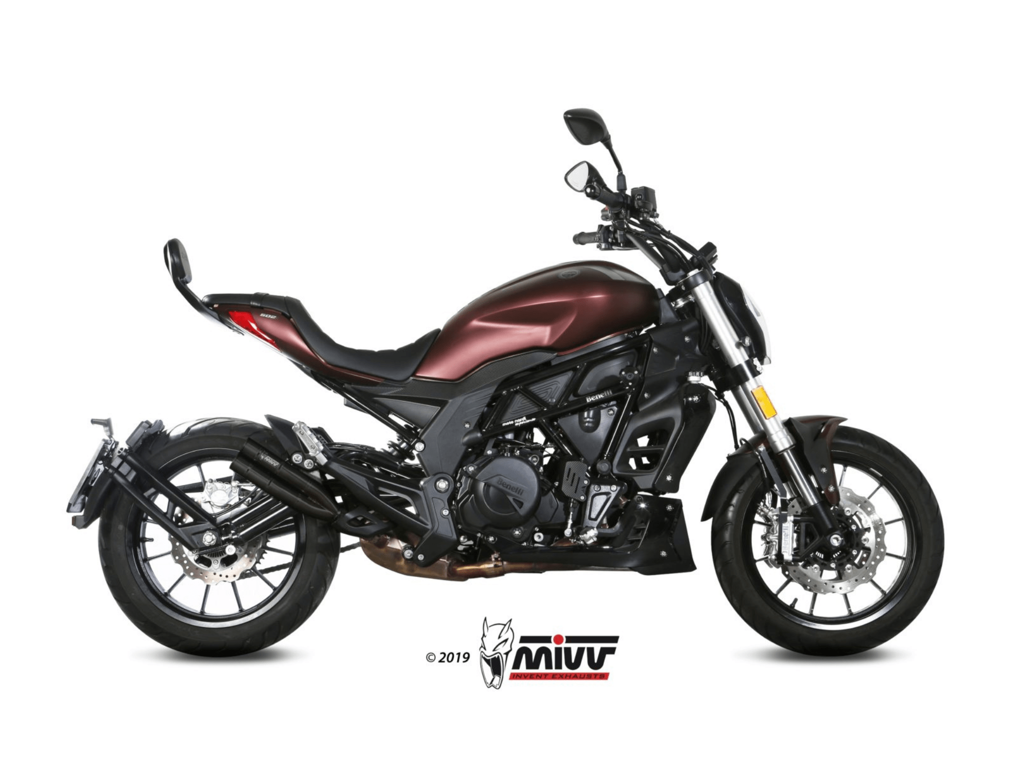 BENELLI 502C MIVV Exhaust DOUBLE GUN Black Slip-On Silencer 2019-2024 - Image 2