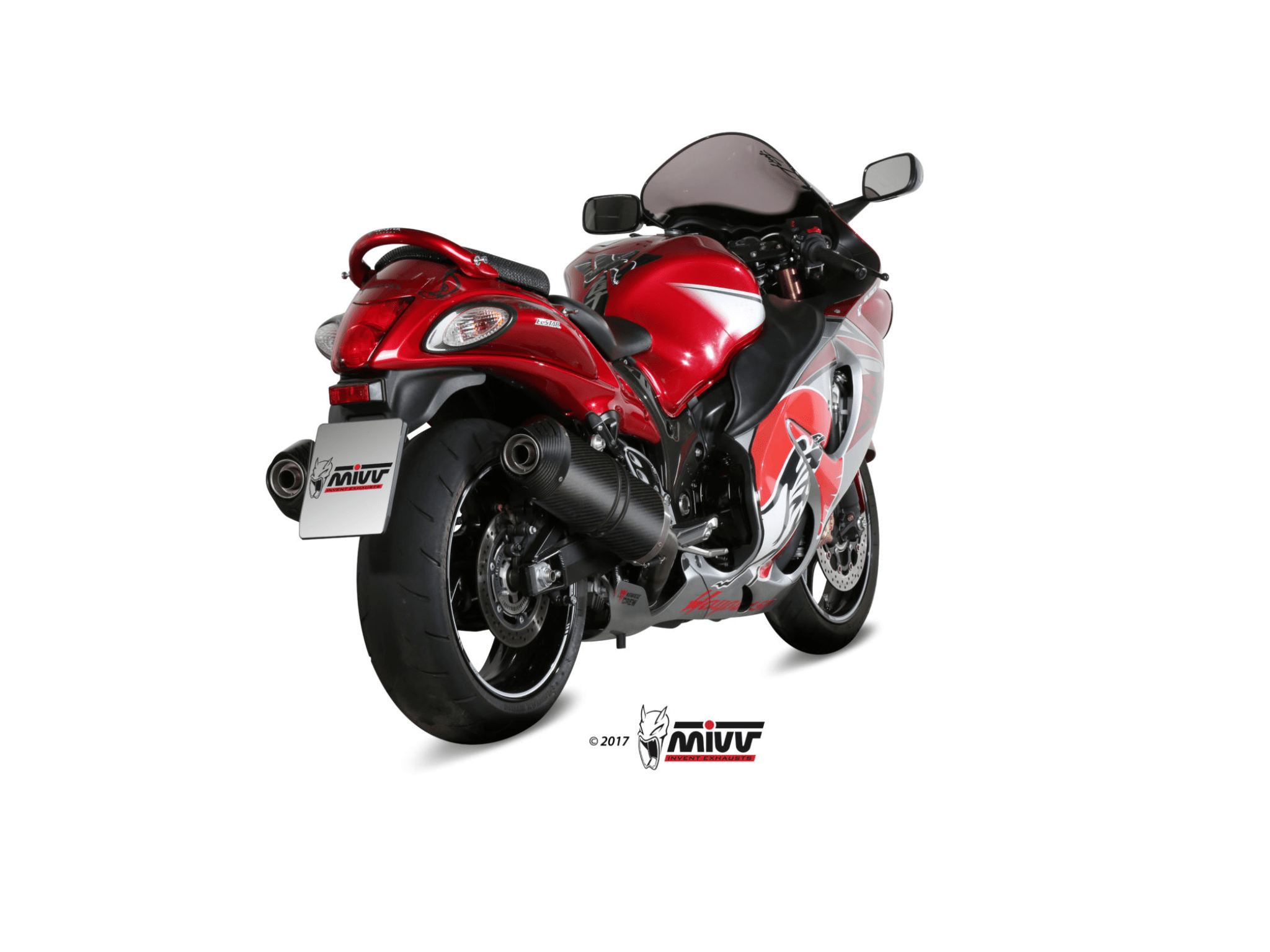 SUZUKI GSX-1300 R HAYABUSA MIVV Exhaust OVAL Carbon Slip-On Silencers 2008-2017 - immagine 3