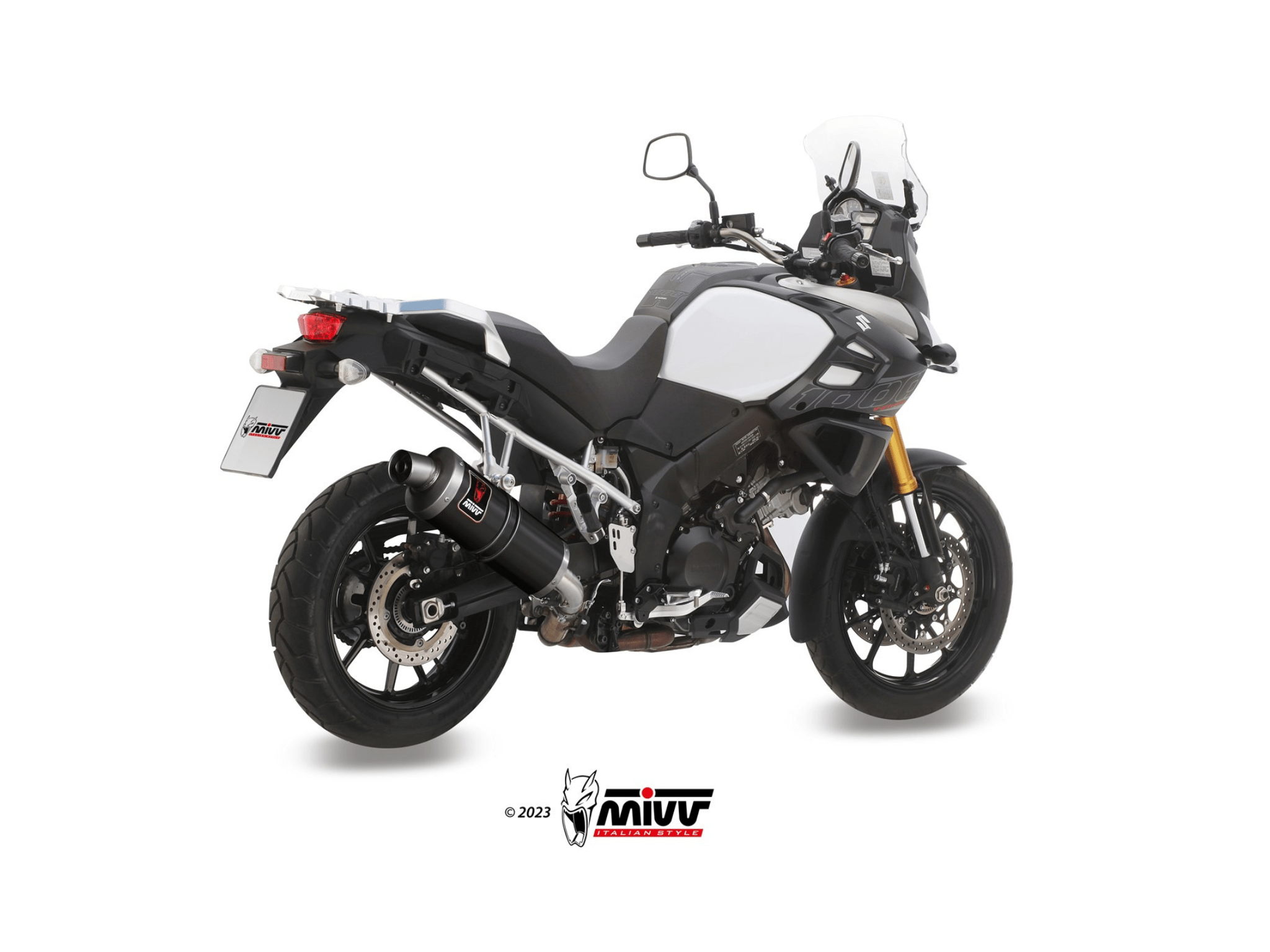 SUZUKI V-STROM 1000 MIVV Exhaust DAKAR Black Slip-On Silencer 2014-2020 - immagine 3
