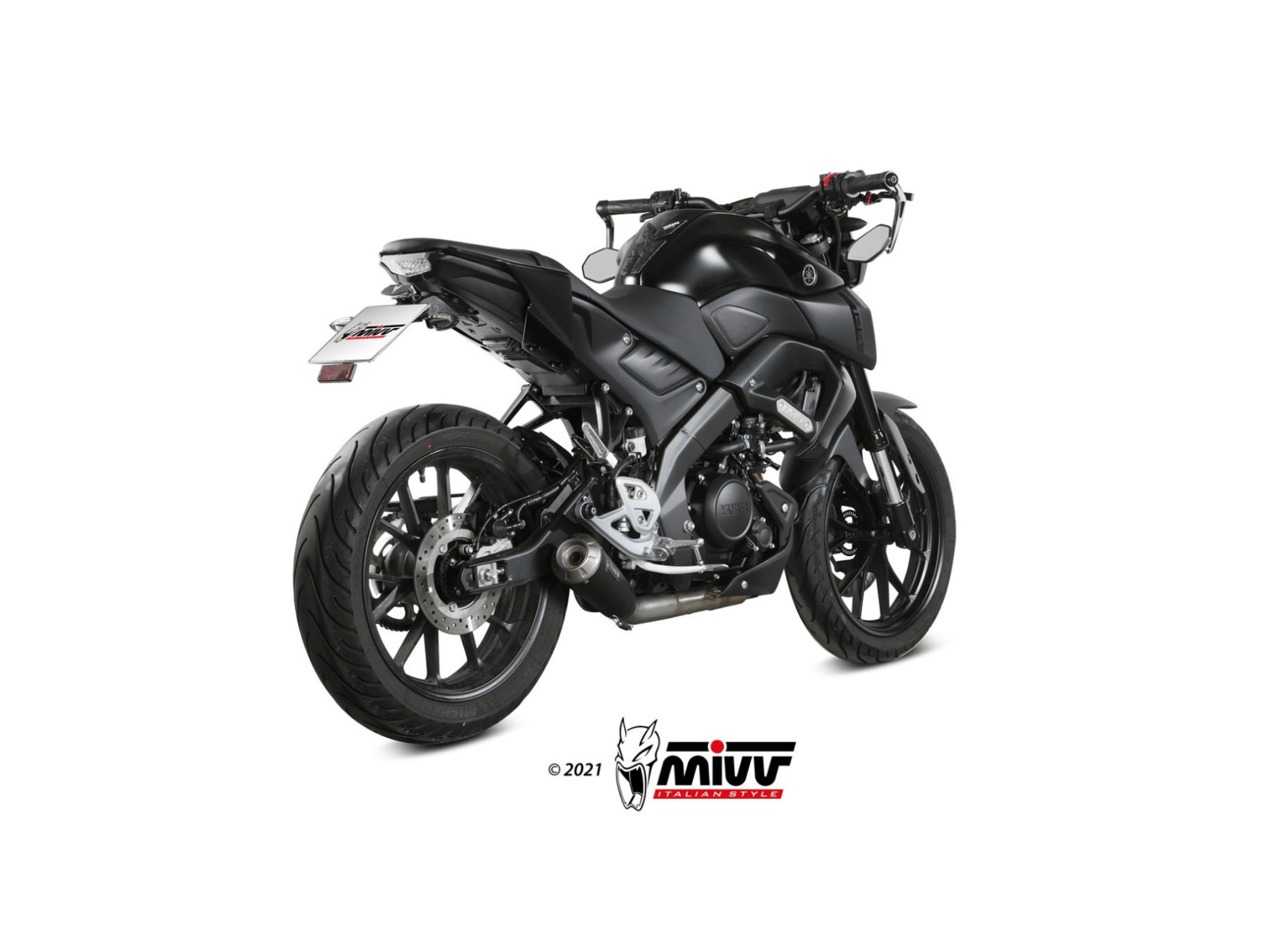 YAMAHA MT-125 MIVV Exhaust Complete System with X-M1 Black Silencer 2020-2024 - Image 3