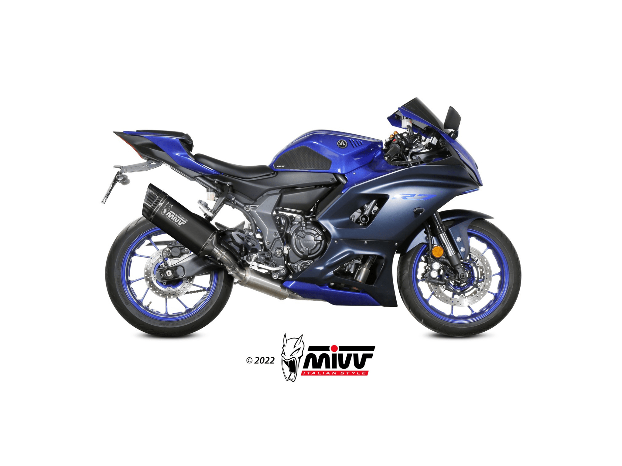 YAMAHA R7 MIVV Exhaust Complete System with SR-1 Black Titanium Silencer 2022-2024 - Image 2