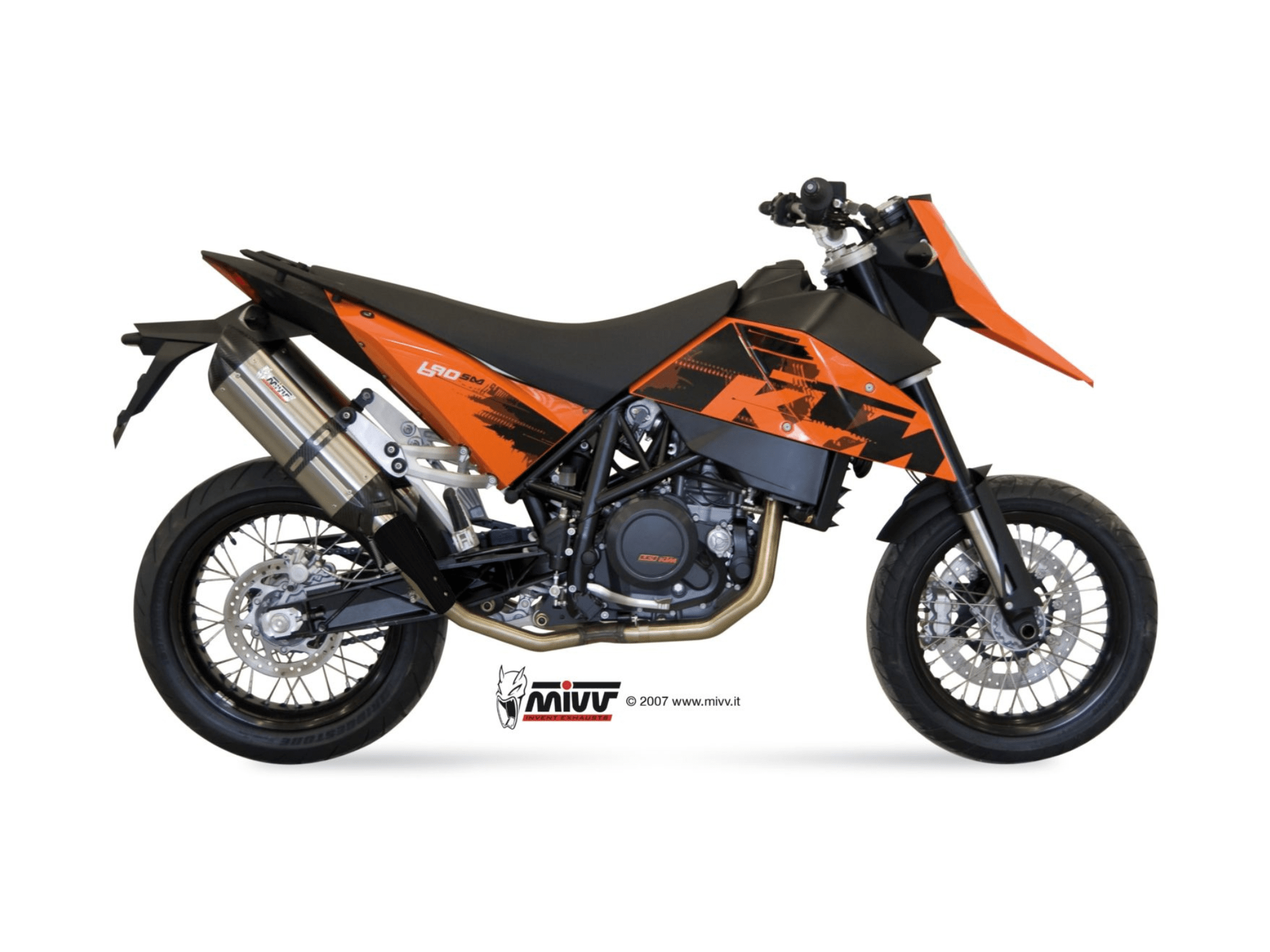 KTM 690 SUPERMOTO MIVV Exhaust SUONO Slip-On Silencers 2007-2012 - immagine 2