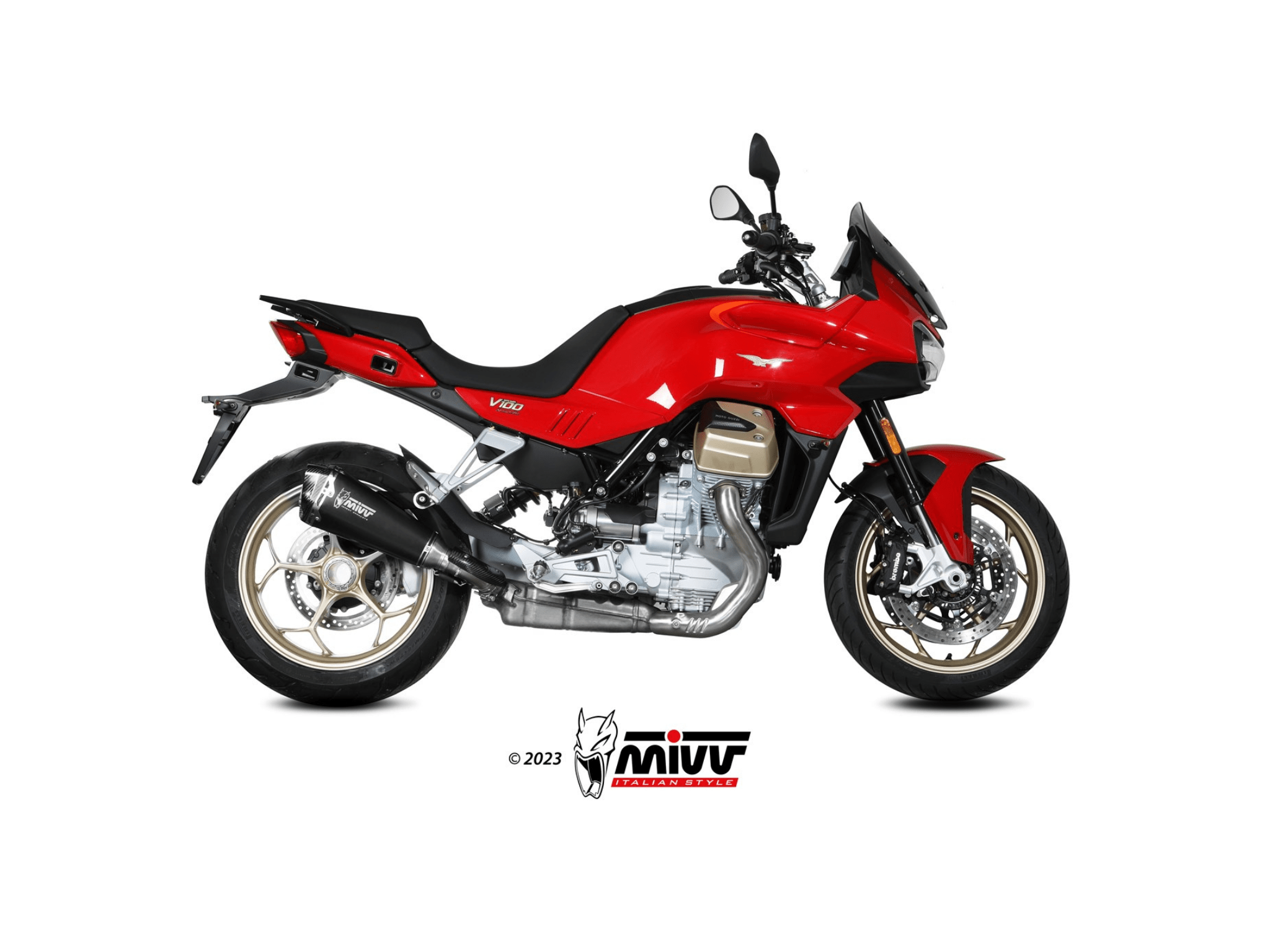 MOTO GUZZI V100 MANDELLO MIVV Exhaust DELTA RACE Black Slip-On Silencer 2022-2024 - Image 2