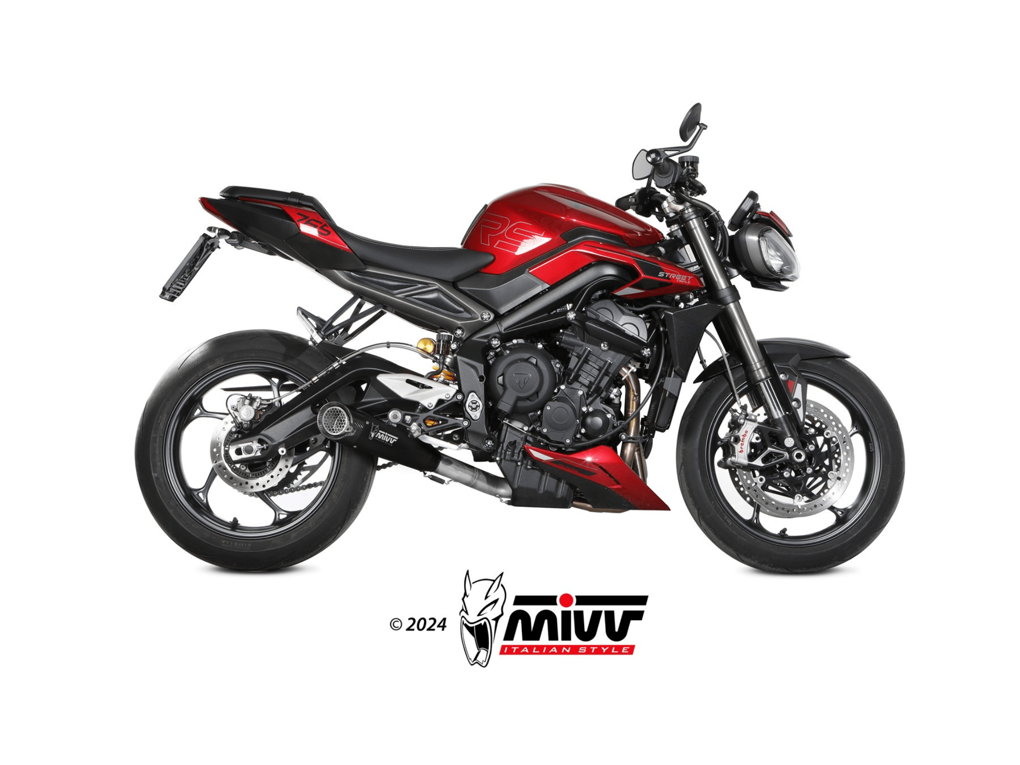 TRIUMPH STREET TRIPLE 765 R MIVV Exhaust Complete System with X-M5 Black Silencer 2023-2024 - immagine 2