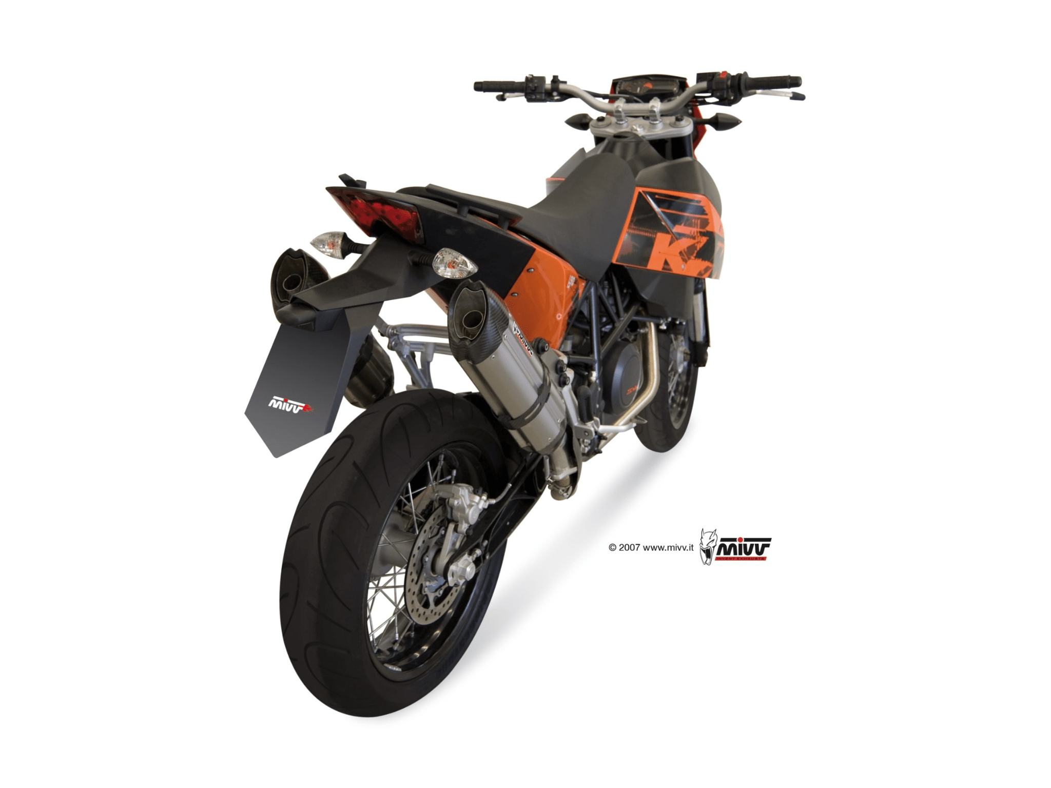 KTM 690 SUPERMOTO MIVV Exhaust SUONO Slip-On Silencers 2007-2012 - immagine 3