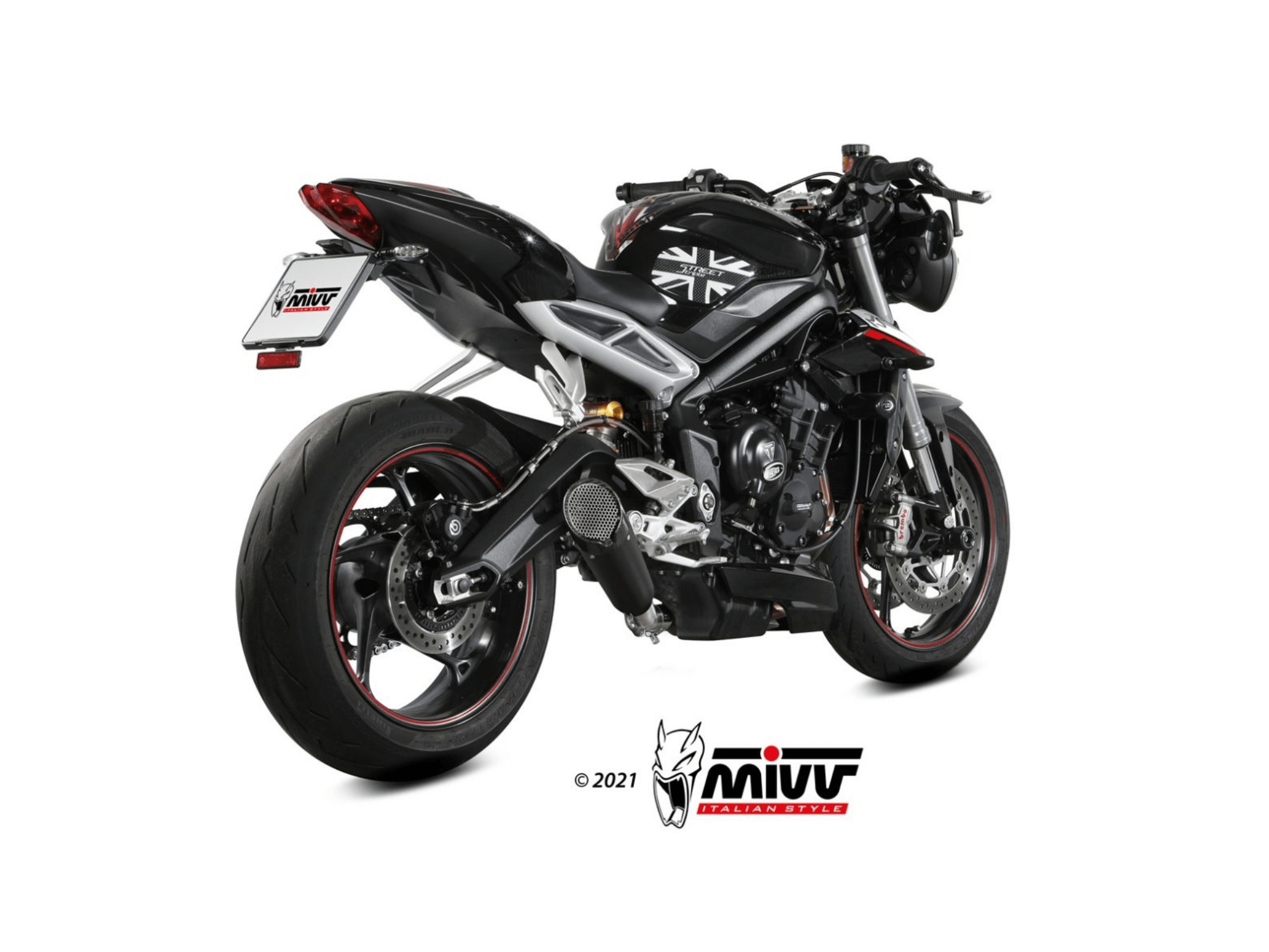 TRIUMPH STREET TRIPLE 765 RS MIVV Exhaust X-M5 Black Slip-On Silencer 2017-2022 - immagine 3