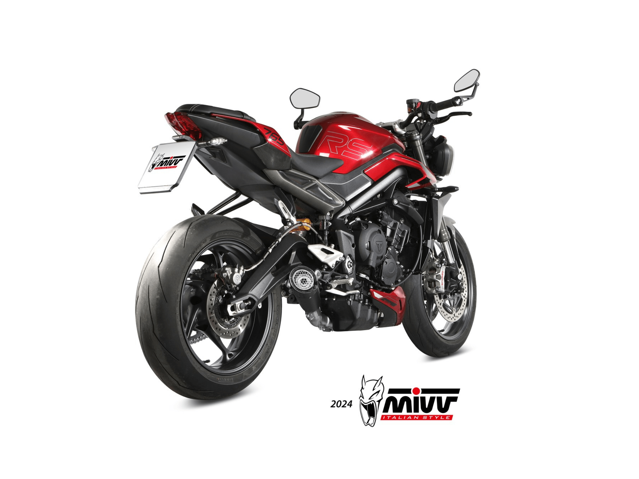 TRIUMPH STREET TRIPLE 765 R MIVV Exhaust Complete System with X-M5 Black Silencer 2023-2024 - immagine 3