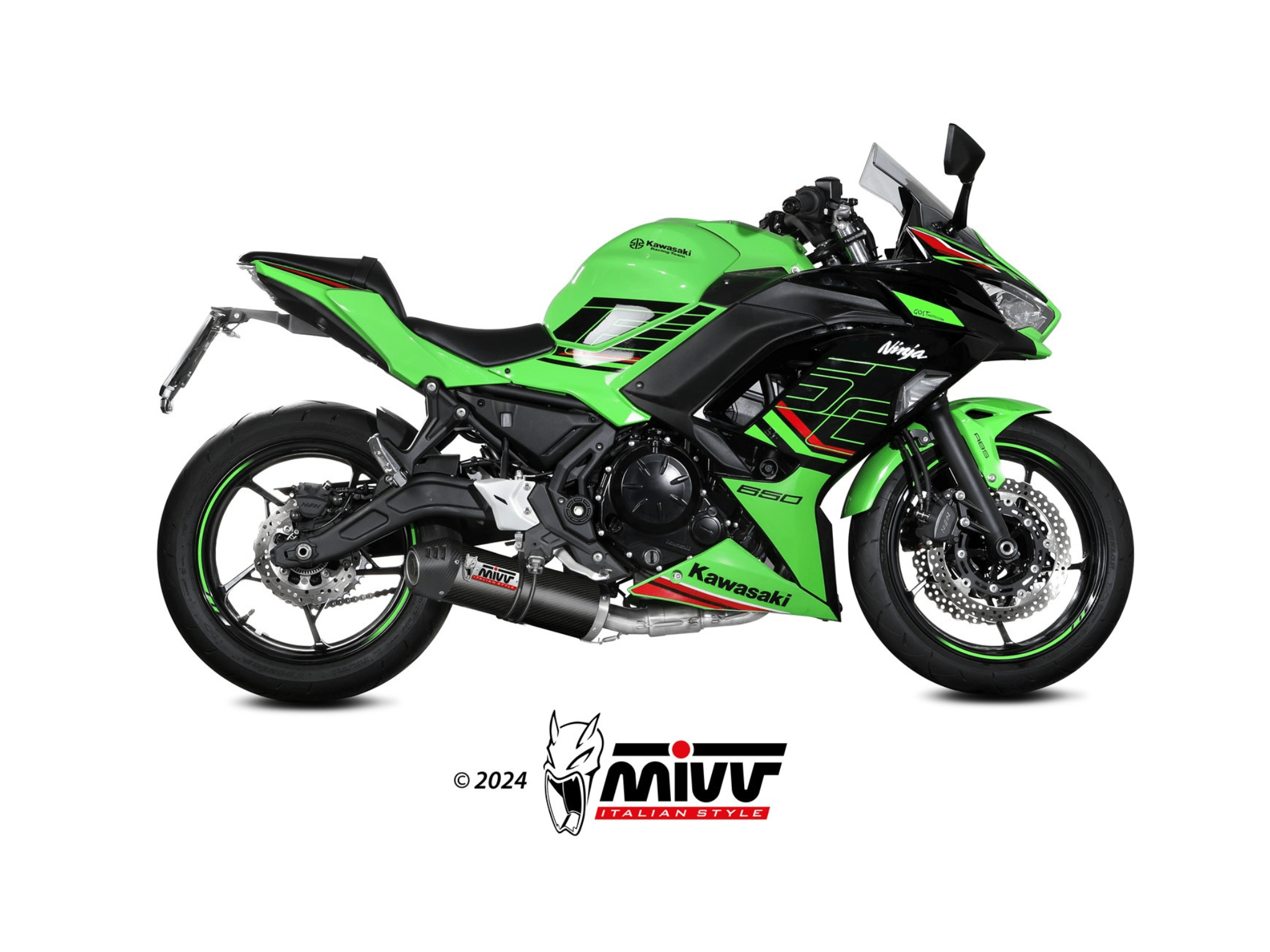 KAWASAKI NINJA 650 MIVV Exhaust Complete System with OVAL Carbon Silencer 2024-2026 - immagine 2