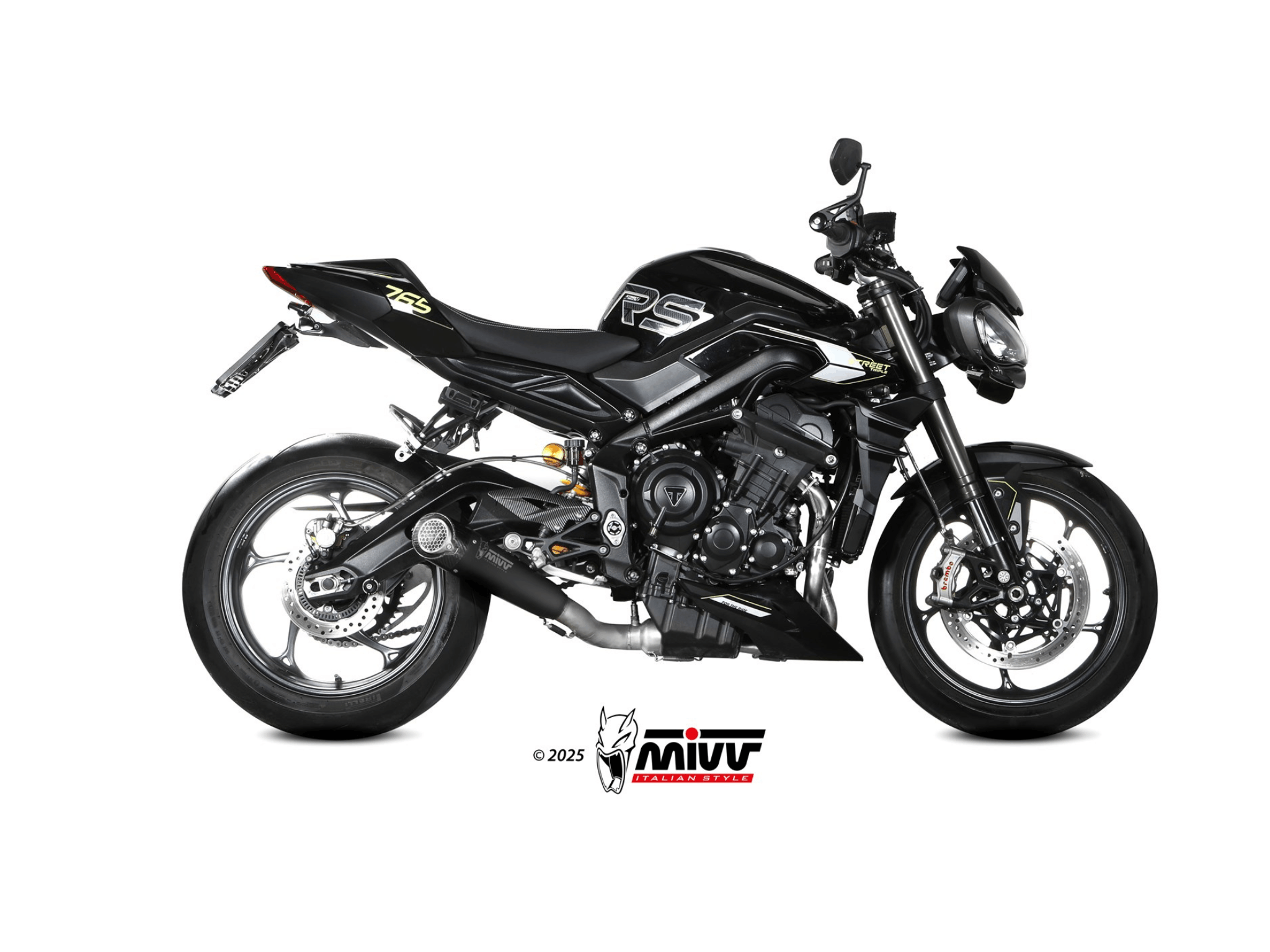 TRIUMPH STREET TRIPLE 765 R MIVV Exhaust Complete System with X-M5 Black Silencer 2025-2026 - immagine 2
