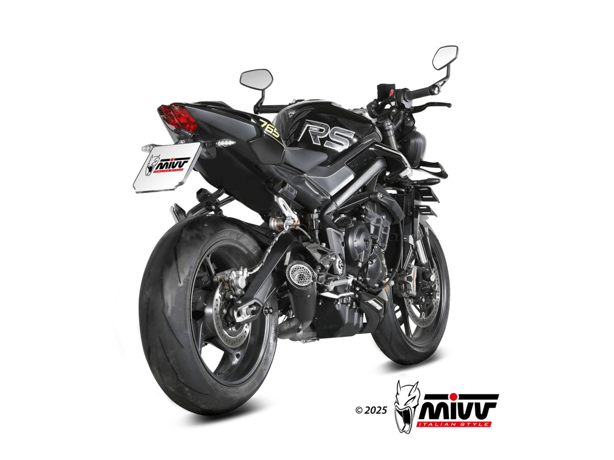 TRIUMPH STREET TRIPLE 765 R MIVV Exhaust Complete System with X-M5 Black Silencer 2025-2026 - immagine 3