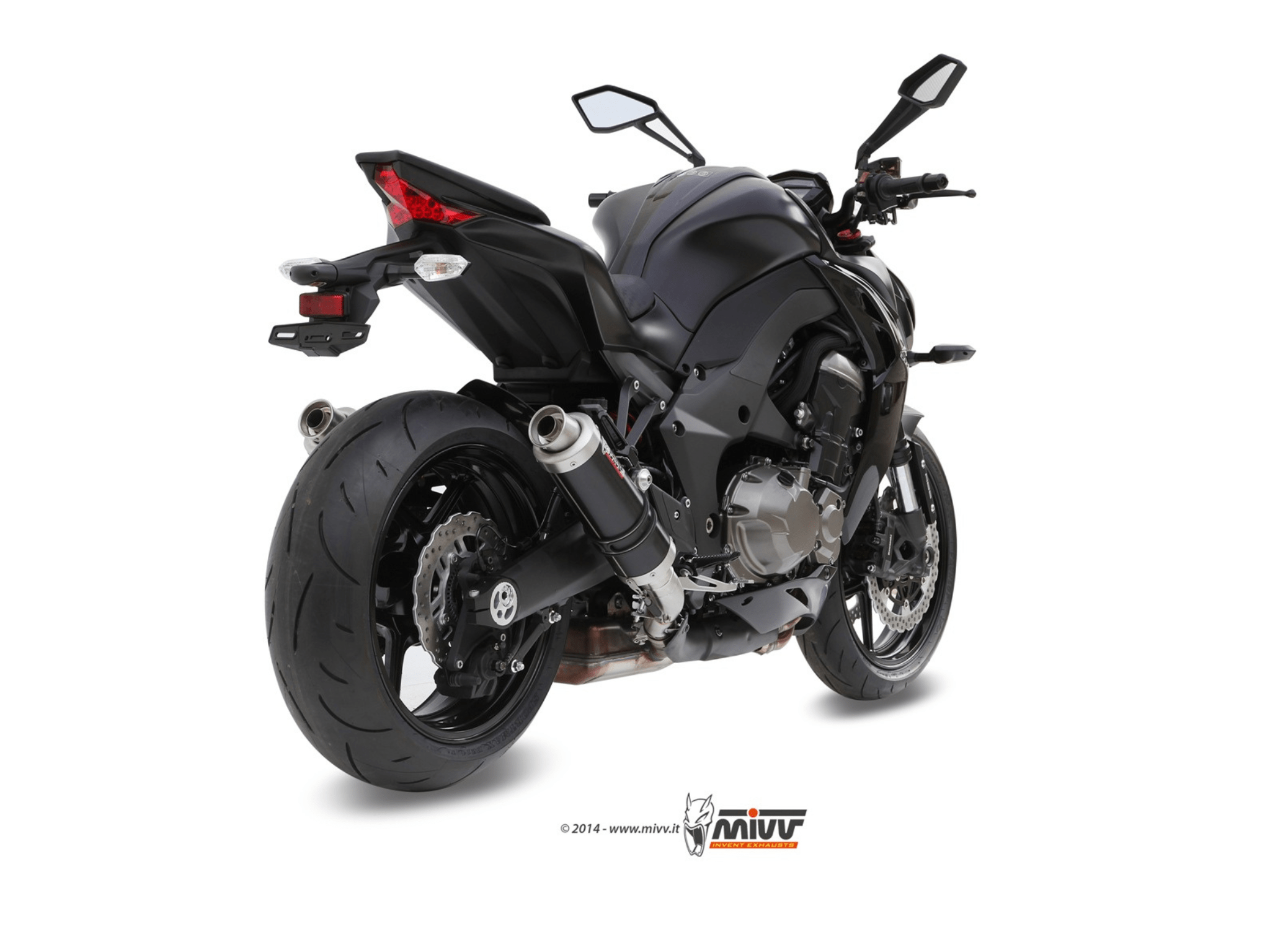 KAWASAKI Z 1000 MIVV Exhaust GP Black Slip-On Silencers 2014-2020 - immagine 3