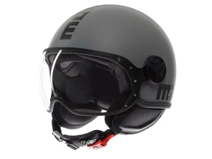 MOMODESIGN FGTR CLASSIC MATT GREY / BLACK - JET HELMET WITH VISOR E2206