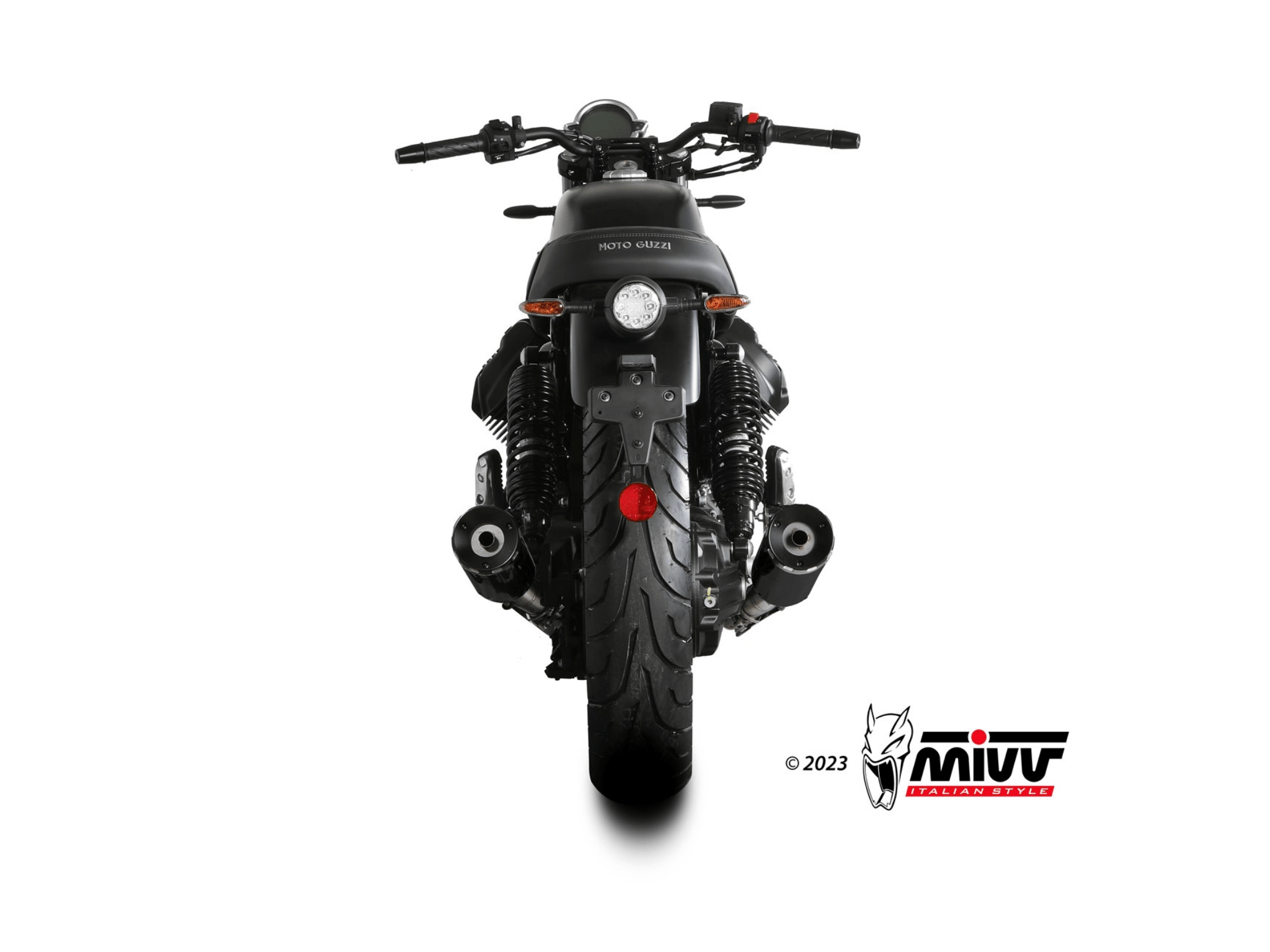 MOTO GUZZI V7 STONE MIVV Exhaust HR-1 Black Slip-On Silencers 2021-2024 - Image 4