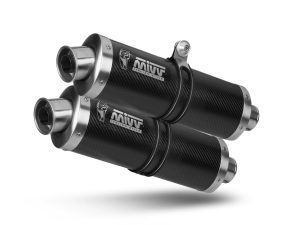 SUZUKI V-STROM 1000 MIVV Exhaust OVAL Carbon Slip-On Silencers 2002-2013
