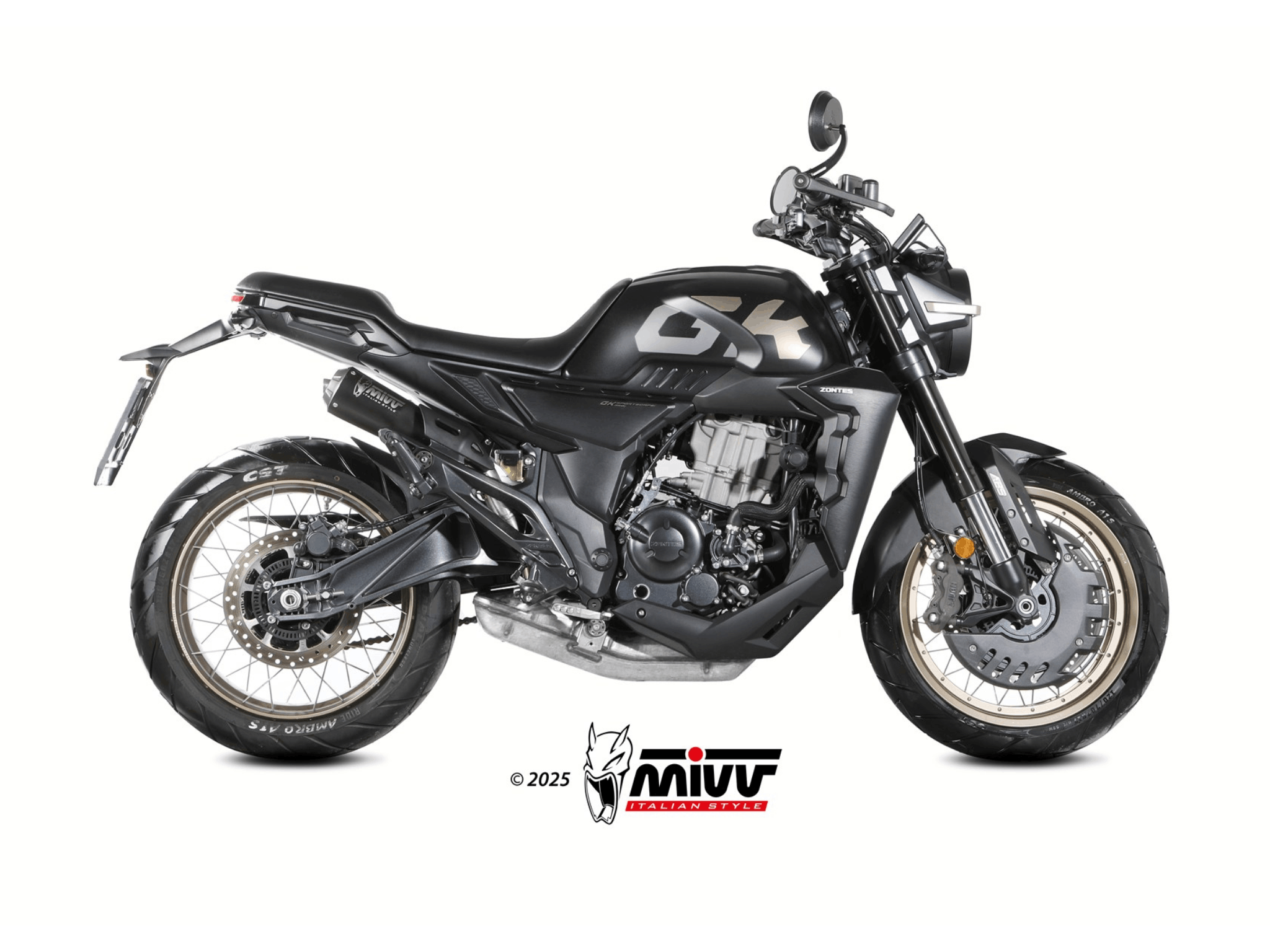 ZONTES ZT350-GK MIVV Exhaust X-M1 Black Slip-On Silencer 2022-2024 - Image 2