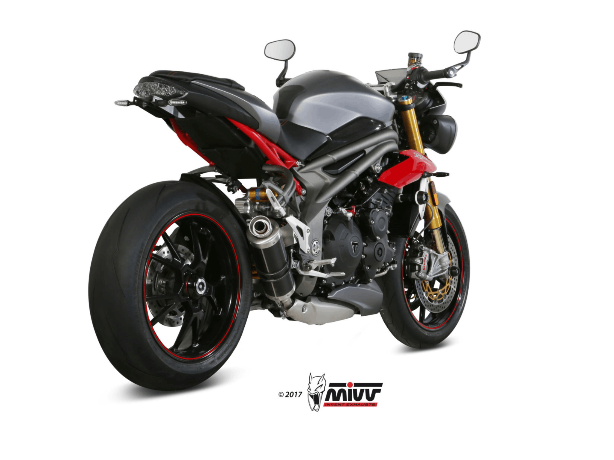 TRIUMPH SPEED TRIPLE 1050 R / S / RS MIVV Exhaust GP Black Slip-On Silencer 2016-2017 - immagine 3