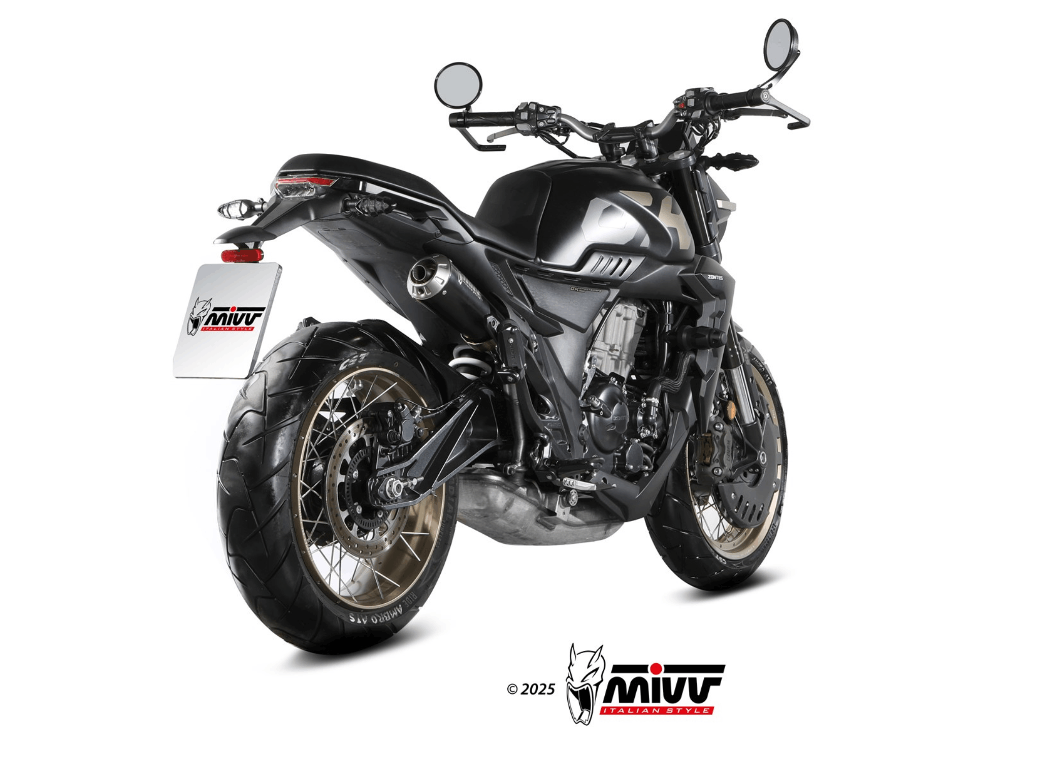 ZONTES ZT350-GK MIVV Exhaust X-M1 Black Slip-On Silencer 2022-2024 - Image 3