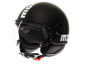 MOMODESIGN FGTR CLASSIC MATT BLACK / WHITE - JET HELMET WITH VISOR E2206