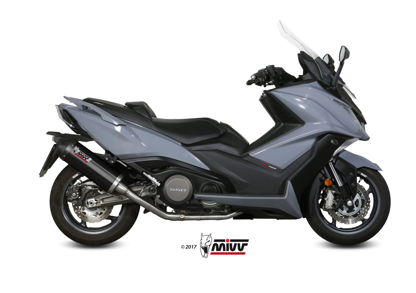 KYMCO AK 550 MIVV Exhaust Complete System with OVAL Black Silencer 2017-2020 - Image 2